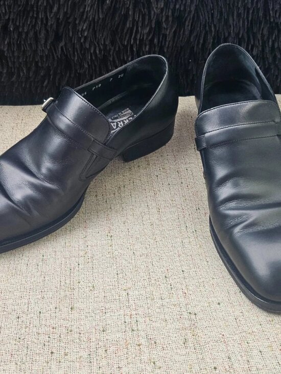 Vintage Salvatore Ferragamo Men Shoes Slip On Black Leather Size 7EE Made Italy main image 6